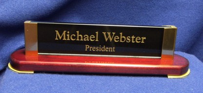 Rosewood Finish Desk Name Plate